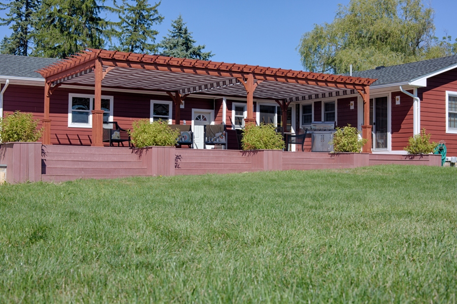 16x32 Traditional Wood Pergola Superior Post Canyon Brown Stain 2 Burgundy Black White EZ Shade Canopy