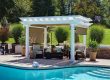 Pleasant Run Artisan White Vinyl Pergola 10in Round Column Post EZ Shade Canopy