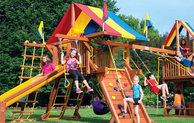 Wooden outdoor playset